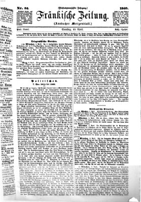 Fränkische Zeitung (Ansbacher Morgenblatt) Samstag 10. April 1869