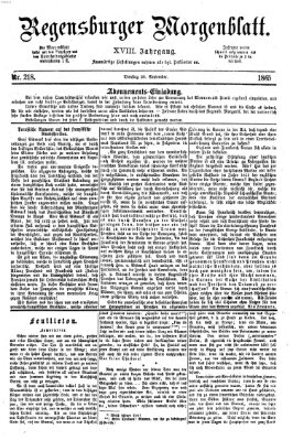Regensburger Morgenblatt Dienstag 26. September 1865