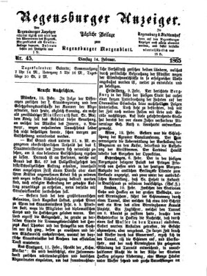 Regensburger Anzeiger Dienstag 14. Februar 1865