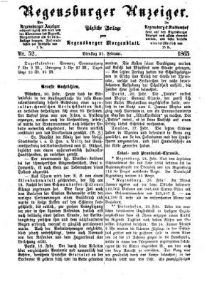 Regensburger Anzeiger Dienstag 21. Februar 1865