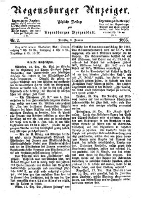 Regensburger Anzeiger Dienstag 2. Januar 1866