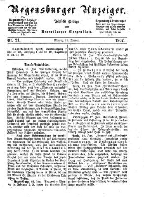 Regensburger Anzeiger Montag 21. Januar 1867