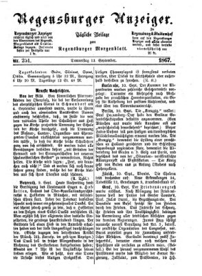 Regensburger Anzeiger Donnerstag 12. September 1867