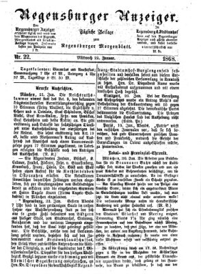 Regensburger Anzeiger Mittwoch 22. Januar 1868