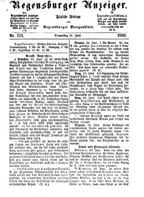Regensburger Anzeiger Donnerstag 25. Juni 1868