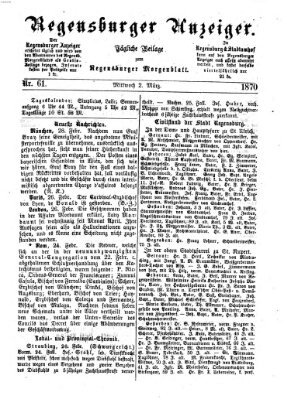 Regensburger Anzeiger Mittwoch 2. März 1870