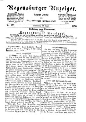 Regensburger Anzeiger Donnerstag 30. Juni 1870