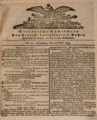 Berlinische Nachrichten von Staats- und gelehrten Sachen Donnerstag 9. April 1812