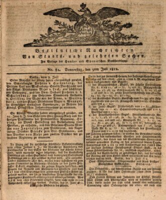 Berlinische Nachrichten von Staats- und gelehrten Sachen Donnerstag 9. Juli 1812