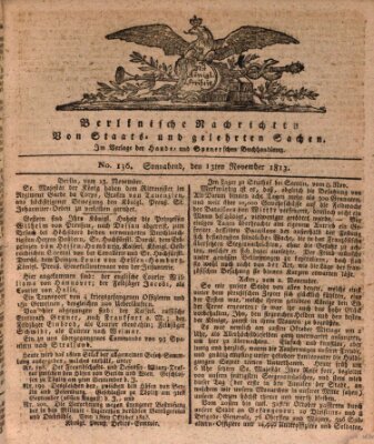 Berlinische Nachrichten von Staats- und gelehrten Sachen Samstag 13. November 1813