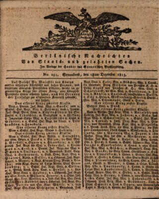 Berlinische Nachrichten von Staats- und gelehrten Sachen Samstag 18. Dezember 1813