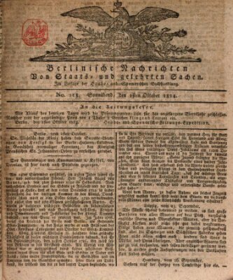 Berlinische Nachrichten von Staats- und gelehrten Sachen Samstag 1. Oktober 1814