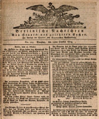 Berlinische Nachrichten von Staats- und gelehrten Sachen Dienstag 18. Oktober 1814