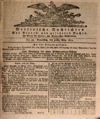 Berlinische Nachrichten von Staats- und gelehrten Sachen Donnerstag 30. März 1815