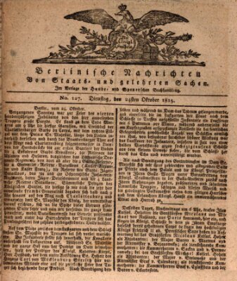 Berlinische Nachrichten von Staats- und gelehrten Sachen Dienstag 24. Oktober 1815