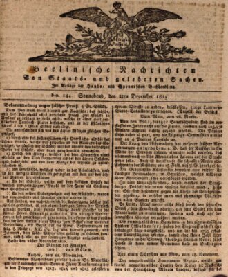 Berlinische Nachrichten von Staats- und gelehrten Sachen Samstag 2. Dezember 1815