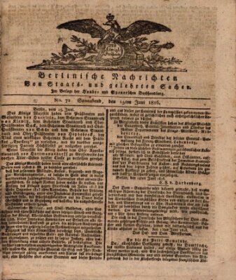 Berlinische Nachrichten von Staats- und gelehrten Sachen Samstag 15. Juni 1816