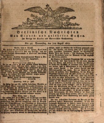 Berlinische Nachrichten von Staats- und gelehrten Sachen Donnerstag 7. August 1817