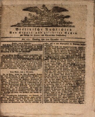 Berlinische Nachrichten von Staats- und gelehrten Sachen Dienstag 9. Dezember 1817