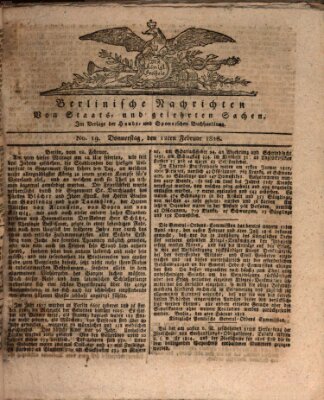 Berlinische Nachrichten von Staats- und gelehrten Sachen Donnerstag 12. Februar 1818