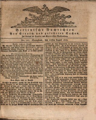 Berlinische Nachrichten von Staats- und gelehrten Sachen Samstag 22. August 1818
