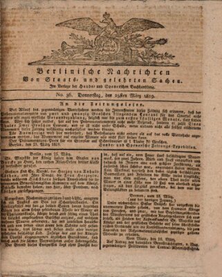 Berlinische Nachrichten von Staats- und gelehrten Sachen Donnerstag 25. März 1819