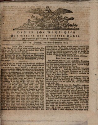 Berlinische Nachrichten von Staats- und gelehrten Sachen Dienstag 7. September 1819