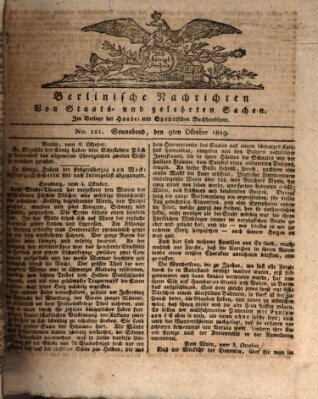 Berlinische Nachrichten von Staats- und gelehrten Sachen Samstag 9. Oktober 1819