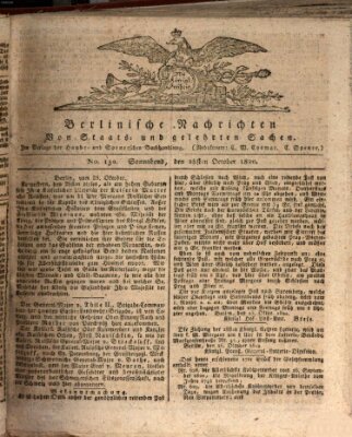 Berlinische Nachrichten von Staats- und gelehrten Sachen Samstag 28. Oktober 1820