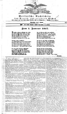 Berlinische Nachrichten von Staats- und gelehrten Sachen Donnerstag 1. Januar 1857
