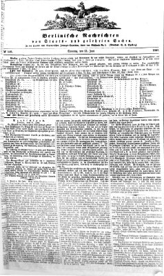 Berlinische Nachrichten von Staats- und gelehrten Sachen Sonntag 21. Juni 1857