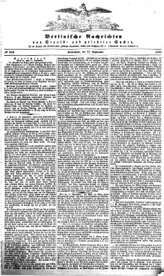 Berlinische Nachrichten von Staats- und gelehrten Sachen Samstag 11. September 1858