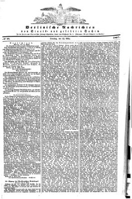 Berlinische Nachrichten von Staats- und gelehrten Sachen Dienstag 12. März 1867