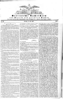 Berlinische Nachrichten von Staats- und gelehrten Sachen Dienstag 16. April 1867