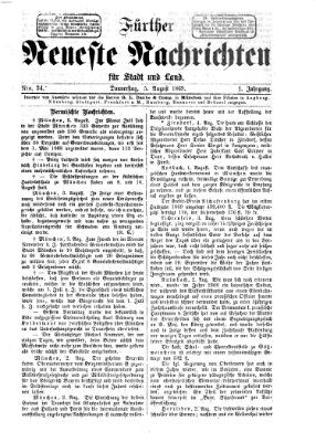 Fürther neueste Nachrichten für Stadt und Land (Fürther Abendzeitung) Donnerstag 5. August 1869