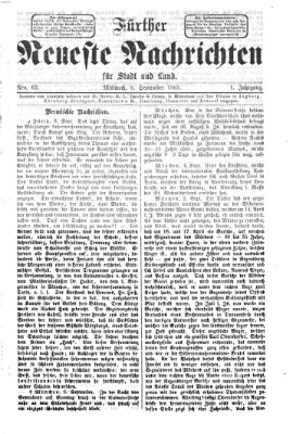 Fürther neueste Nachrichten für Stadt und Land (Fürther Abendzeitung) Mittwoch 8. September 1869