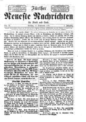 Fürther neueste Nachrichten für Stadt und Land (Fürther Abendzeitung) Samstag 18. September 1869