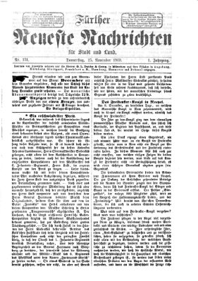 Fürther neueste Nachrichten für Stadt und Land (Fürther Abendzeitung) Donnerstag 25. November 1869