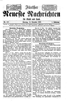 Fürther neueste Nachrichten für Stadt und Land (Fürther Abendzeitung) Sonntag 12. Dezember 1869