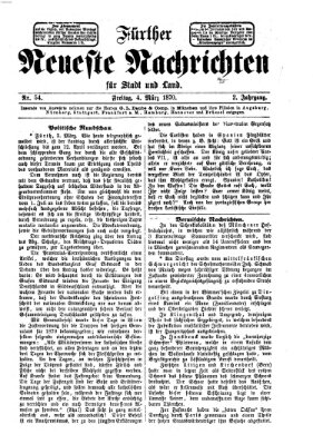 Fürther neueste Nachrichten für Stadt und Land (Fürther Abendzeitung) Freitag 4. März 1870