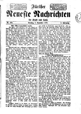 Fürther neueste Nachrichten für Stadt und Land (Fürther Abendzeitung) Dienstag 8. November 1870