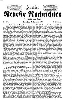 Fürther neueste Nachrichten für Stadt und Land (Fürther Abendzeitung) Donnerstag 17. November 1870