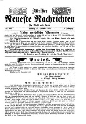 Fürther neueste Nachrichten für Stadt und Land (Fürther Abendzeitung) Sonntag 25. Dezember 1870