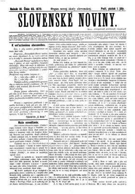 Slovenské noviny Freitag 1. Juli 1870