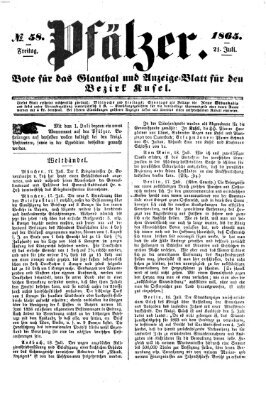 Pfälzer Freitag 21. Juli 1865