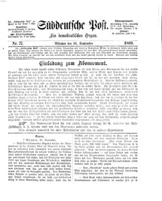 Süddeutsche Post Sonntag 26. September 1869