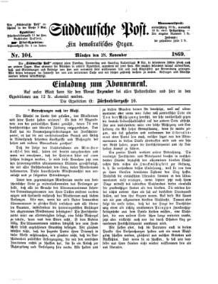 Süddeutsche Post Sonntag 28. November 1869