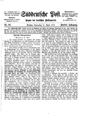 Süddeutsche Post Donnerstag 21. April 1870