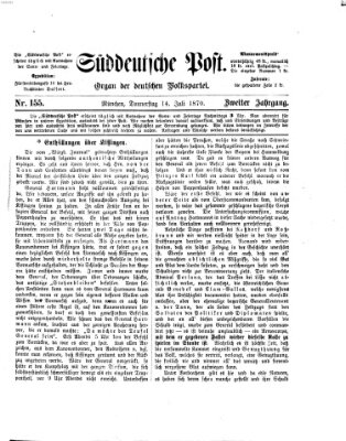 Süddeutsche Post Donnerstag 14. Juli 1870