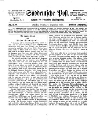 Süddeutsche Post Dienstag 6. September 1870